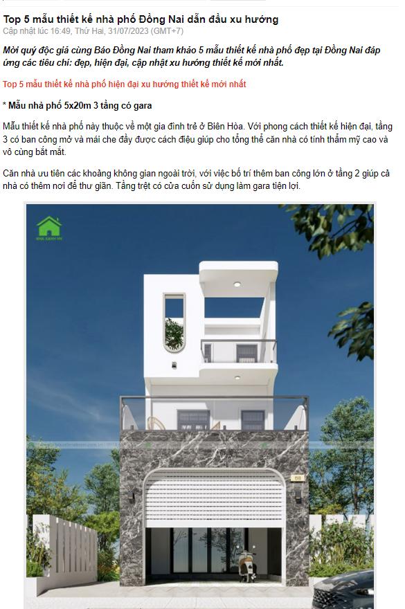 Công ty Nhà Xanh Việt Nam sử dụng dịch vụ Booking bài trên báo Đồng Nai